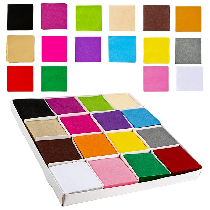 Exquiss 6400pcs Tissue Squares 2 inch Bulk 16 Colors for Art & Craft Tissue Pom Poms, Flowers & Gift Wrapping - Image 1